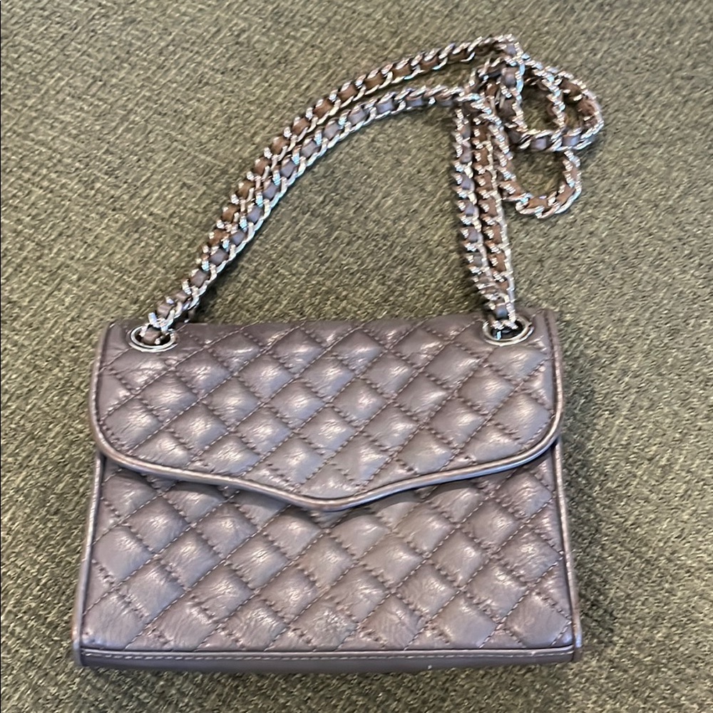 Rebecca Minkoff Quilted Gray Leather Chain Shoulder Bag